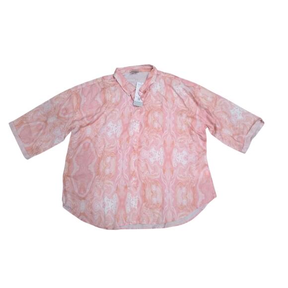 [B4] NWT Laurie Felt Easy TENCEL Top Shirt Pink Watercolor, Size XL - Picture 4 of 5